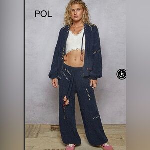 BPB217-8💙🤍NEW! POL perfection in navy berber elastic waist pants-stunning!